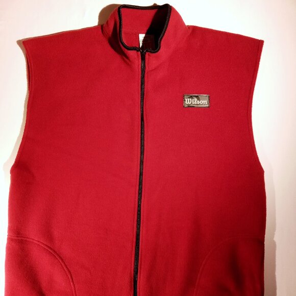 WILSON Full Zip Fleece Vest Men's XXL  Dark Red/Wine  Black Trim  Pockets  NWOT - Picture 1 of 10